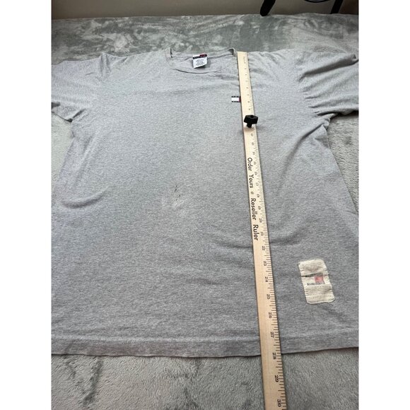 Vintage Tommy Hilfiger Small Flag USA Made Mens Large Gray Shirt Thrashed Preppy - Picture 5 of 13